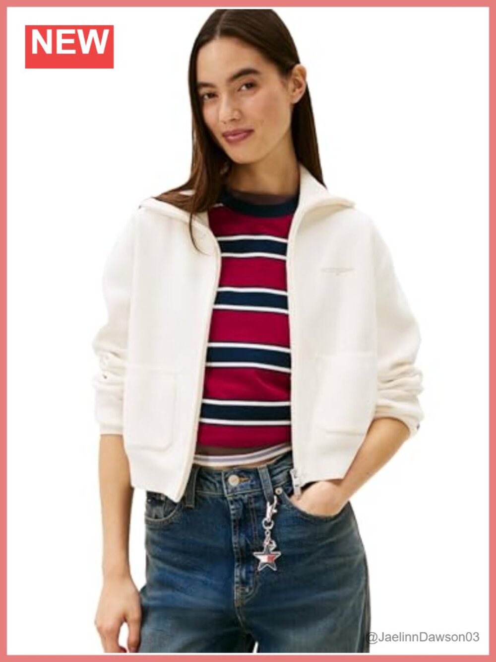 Medium Weight Full Zip Cardigan with Silver Script Logo